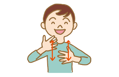 Sign language gesture to represent “Happy (joyful)”